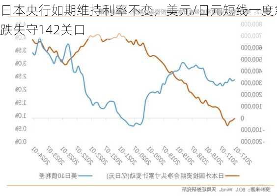 日本央行如期维持利率不变，美元/日元短线一度急跌失守142关口