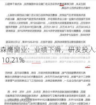 森鹰窗业：业绩下滑，研发投入增长 10.21%