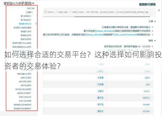 如何选择合适的交易平台？这种选择如何影响投资者的交易体验？