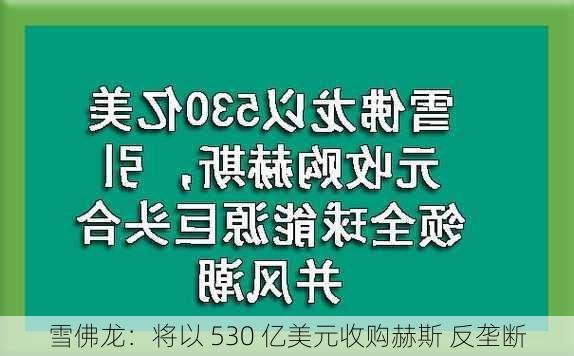 雪佛龙：将以 530 亿美元收购赫斯 反垄断