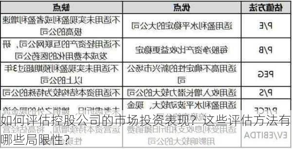 如何评估控股公司的市场投资表现？这些评估方法有哪些局限性？