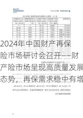 2024年中国财产再保险市场研讨会召开——财产险市场呈现高质量发展态势，再保需求稳中有增