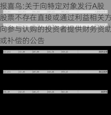 报喜鸟:关于向特定对象发行A股股票不存在直接或通过利益相关方向参与认购的投资者提供财务资助或补偿的公告