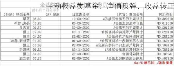 主动权益类基金：净值反弹，收益转正