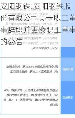 安阳钢铁:安阳钢铁股份有限公司关于职工董事辞职并更换职工董事的公告