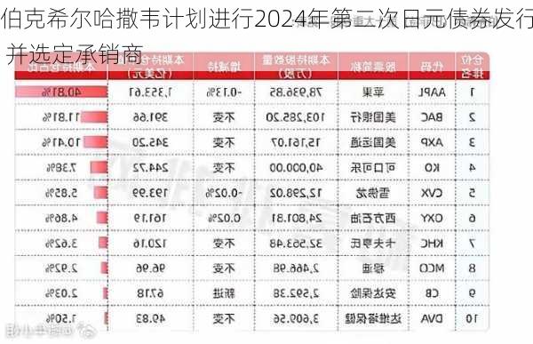 伯克希尔哈撒韦计划进行2024年第二次日元债券发行 并选定承销商