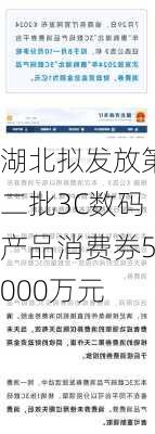 湖北拟发放第二批3C数码产品消费券5000万元