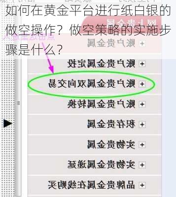 如何在黄金平台进行纸白银的做空操作？做空策略的实施步骤是什么？