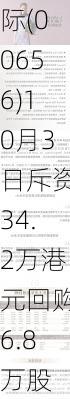 复星国际(00656)10月3日斥资34.2万港元回购6.8万股