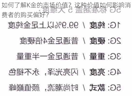 如何了解K金的市场价值？这种价值如何影响消费者的购买偏好？