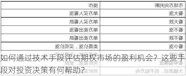 如何通过技术手段评估期权市场的盈利机会？这些手段对投资决策有何帮助？