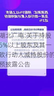 湖北广电:关于持股5%以上股东及其一致行动人减持股份的预披露公告