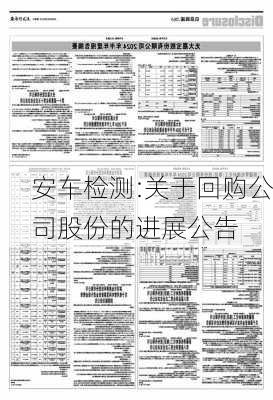 安车检测:关于回购公司股份的进展公告