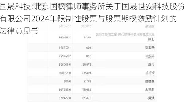 国晟科技:北京国枫律师事务所关于国晟世安科技股份有限公司2024年限制性股票与股票期权激励计划的法律意见书