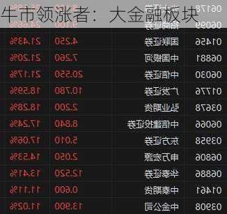牛市领涨者：大金融板块