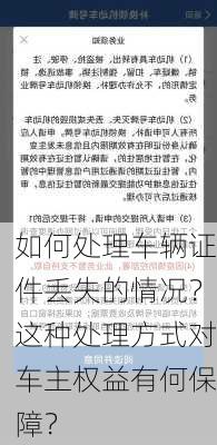 如何处理车辆证件丢失的情况？这种处理方式对车主权益有何保障？