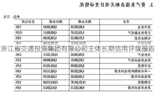 浙江省交通投资集团有限公司主体长期信用评级报告