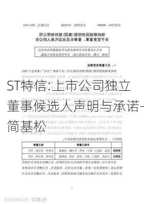 ST特信:上市公司独立董事候选人声明与承诺-简基松