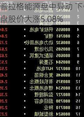 普拉格能源盘中异动 下午盘股价大涨5.08%