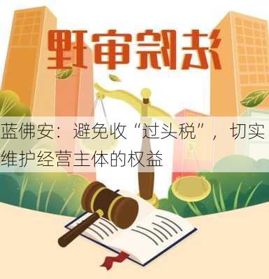 蓝佛安：避免收“过头税”，切实维护经营主体的权益