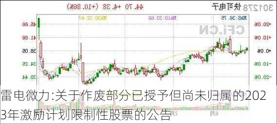 雷电微力:关于作废部分已授予但尚未归属的2023年激励计划限制性股票的公告