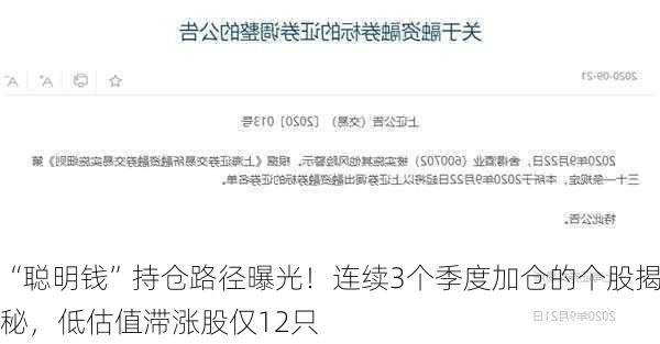 “聪明钱”持仓路径曝光！连续3个季度加仓的个股揭秘，低估值滞涨股仅12只