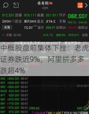 中概股盘前集体下挫：老虎证券跌近9%，阿里拼多多跌超4%
