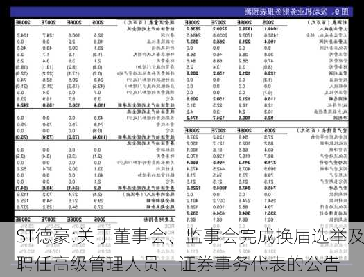 ST德豪:关于董事会、监事会完成换届选举及聘任高级管理人员、证券事务代表的公告