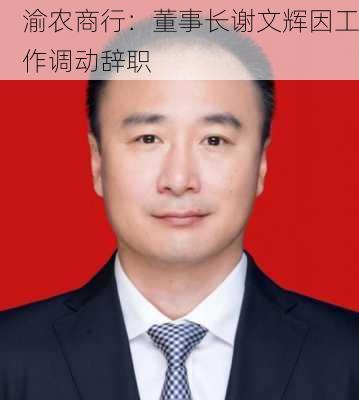 渝农商行：董事长谢文辉因工作调动辞职