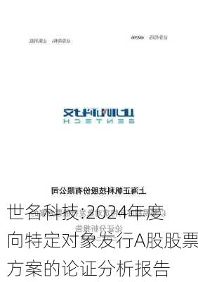 世名科技:2024年度向特定对象发行A股股票方案的论证分析报告