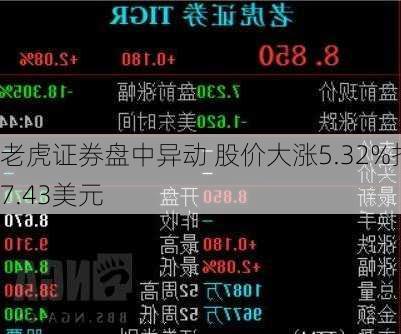 老虎证券盘中异动 股价大涨5.32%报7.43美元