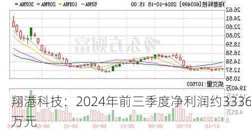 翔港科技：2024年前三季度净利润约3336万元