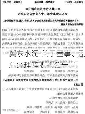 冀东水泥:关于董事、副总经理辞职的公告