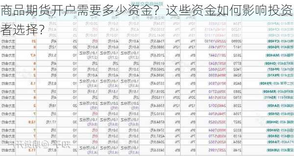 商品期货开户需要多少资金？这些资金如何影响投资者选择？