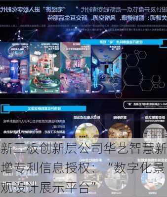 新三板创新层公司华艺智慧新增专利信息授权：“数字化景观设计展示平台”