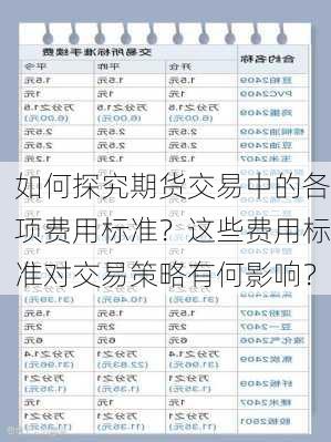 如何探究期货交易中的各项费用标准？这些费用标准对交易策略有何影响？