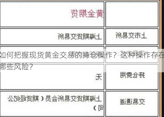 如何把握现货黄金交易的持仓操作？这种操作存在哪些风险？