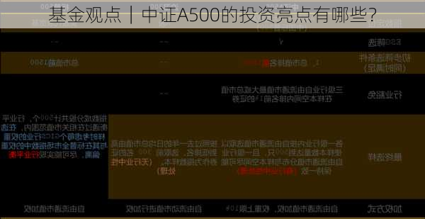 基金观点｜中证A500的投资亮点有哪些？