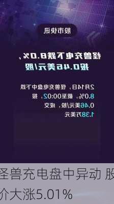 怪兽充电盘中异动 股价大涨5.01%