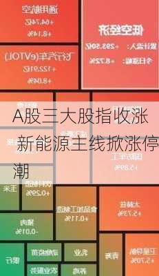 A股三大股指收涨  新能源主线掀涨停潮