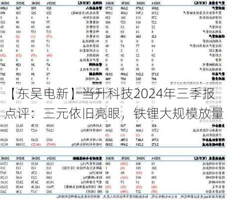 【东吴电新】当升科技2024年三季报点评：三元依旧亮眼，铁锂大规模放量