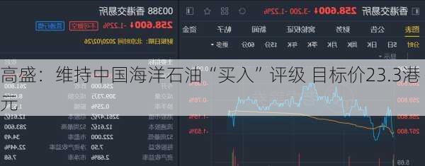 高盛：维持中国海洋石油“买入”评级 目标价23.3港元