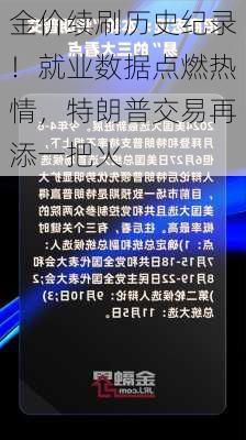 金价续刷历史纪录！就业数据点燃热情，特朗普交易再添一把火