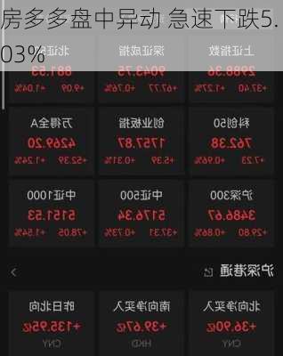 房多多盘中异动 急速下跌5.03%