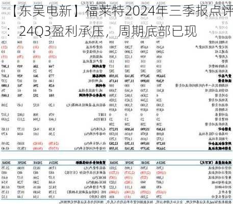 【东吴电新】福莱特2024年三季报点评：24Q3盈利承压，周期底部已现