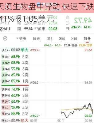 天境生物盘中异动 快速下跌5.41%报1.05美元