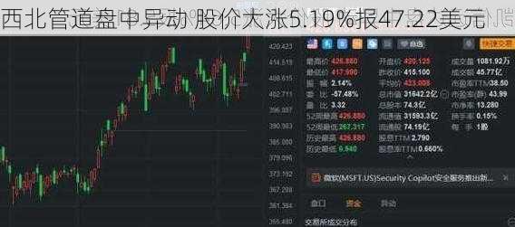 西北管道盘中异动 股价大涨5.19%报47.22美元