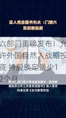 六部门重磅发布！允许外国自然人战略投资 持股锁定最少12个月