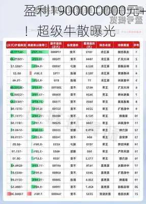 盈利1900000000元+！超级牛散曝光