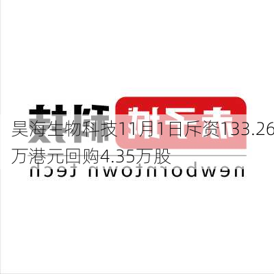 昊海生物科技11月1日斥资133.26万港元回购4.35万股